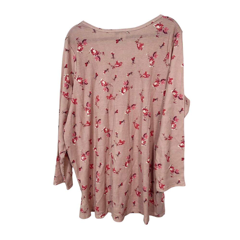 ROAMAN’S Pink Floral Thermal Henley Tunic Top Shirt - Sz 1X (22-24) - NWT - Picture 5 of 6